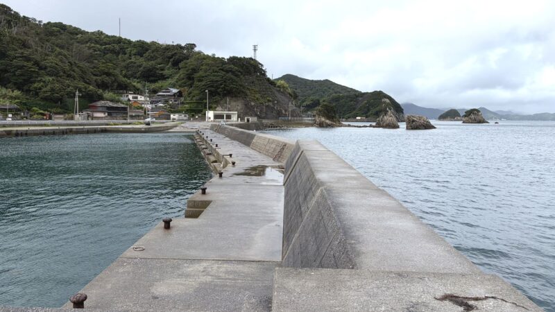 外波止の先端から陸向き